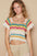 POL Openwork Ethnic Pattern Square Neck Cropped Knit Top with colorful openwork design.