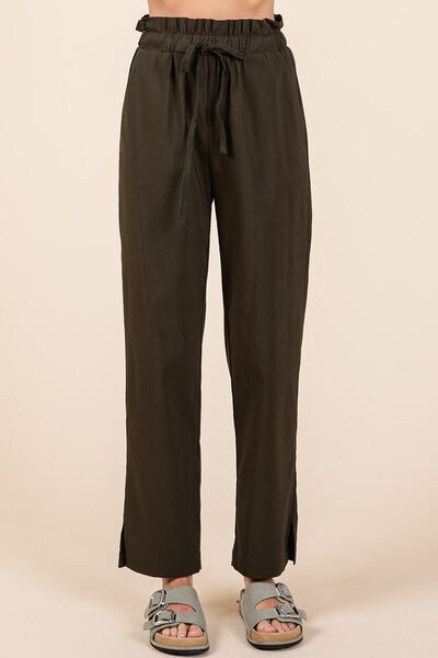 Mittoshop Paperbag Waist Tapered Straight Pants