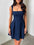 Devine Bow Back Square Neck Mini Dress, navy blue, front view, sleeveless, knee-length.