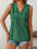 Mandy Lace V-Neck Tank in green with a lace design and buttons, slightly stretchy polyester fabric.