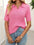 Mandy cable knit Johnny collar half sleeve sweater in pink.