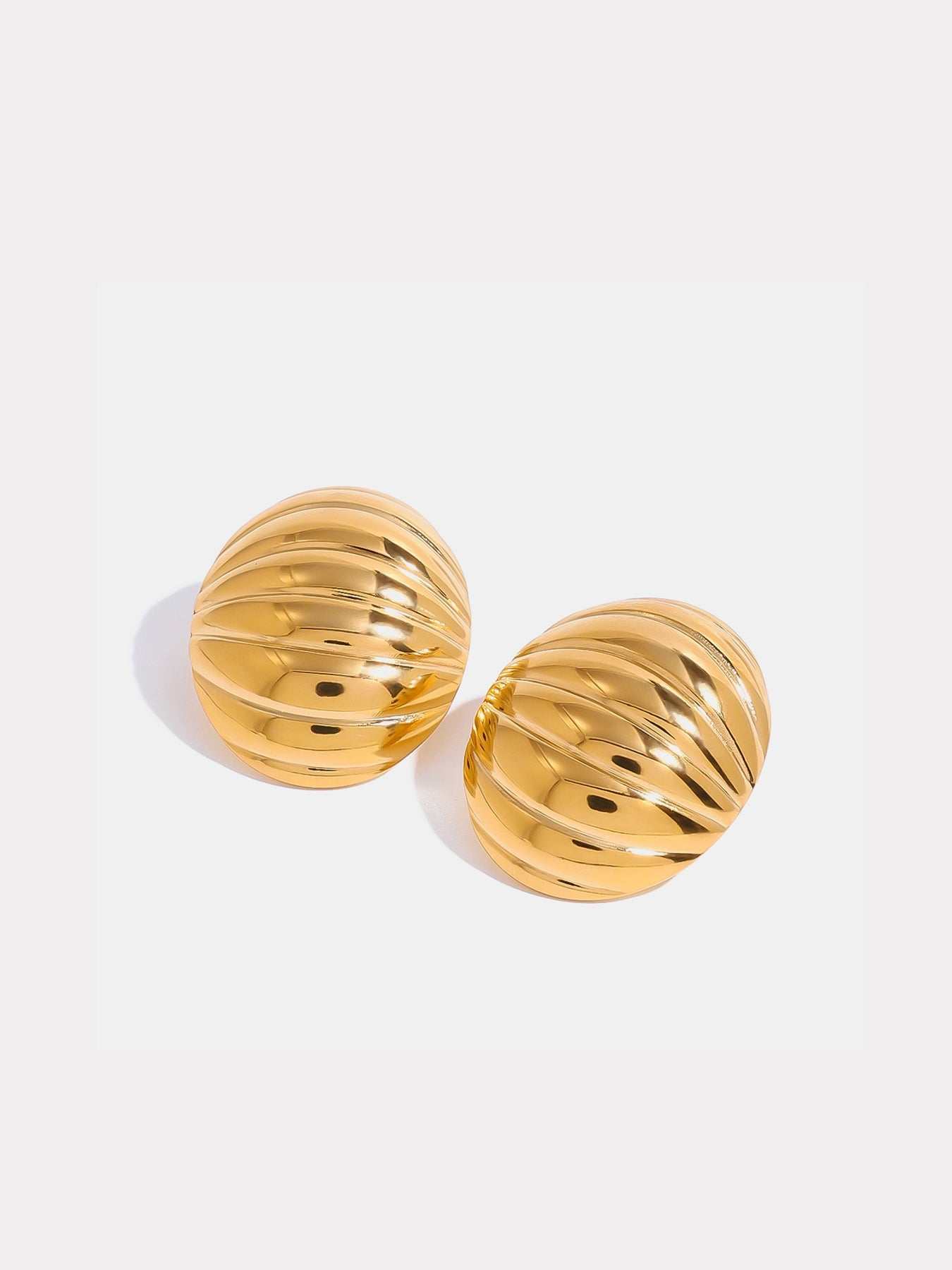 18K Gold-Plated Stainless Steel Ribbed Earrings