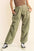 Davi & Dani drawstring baggy pants with pockets in green, featuring a loose fit and drawstring waist.