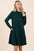 Mittoshop Mock Neck Long Sleeve Dress with Pockets in green.