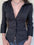 Devine striped collared neck long sleeve shirt in black with buttoned front.