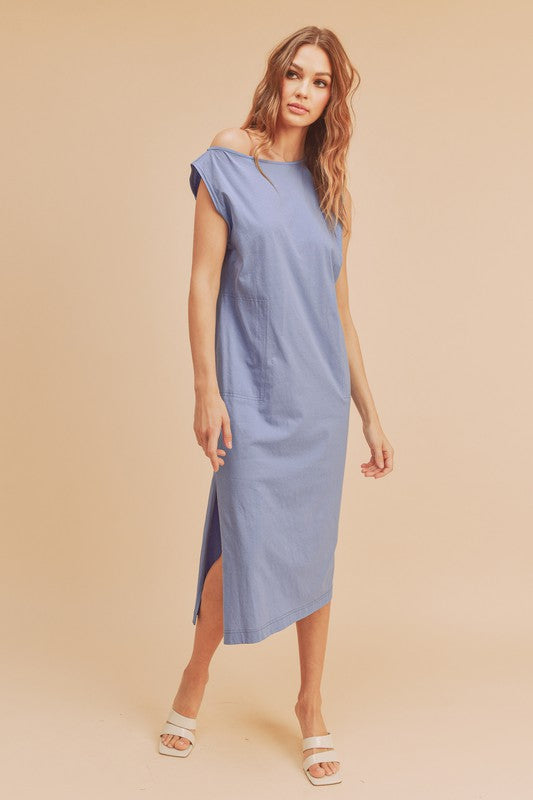 Aemi + Co Side Slit Round Neck Sleeveless Midi Dress