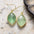 Copper Stone Teardrop Earrings with Imperial stone and copper, measuring 2.6 inches in length and 0.5 inches in width.