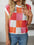 Mandy Checkered Round Neck Cap Sleeve Knit Top