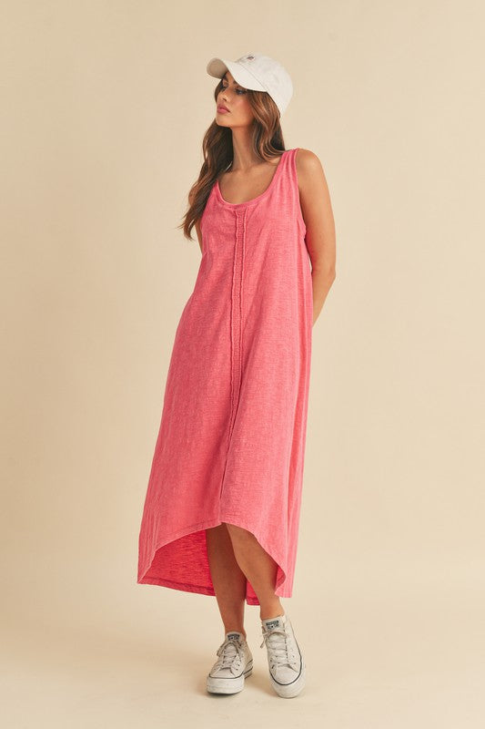 Aemi + Co High-Low Hem Scoop Neck Midi Tank Dress