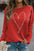 Valentine's Day red long sleeve sweatshirt with rhinestone heart design.