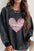 Valentine’s Day Sequin Heart Round Neck Long Sleeve Sweatshirt