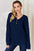 Basic Bae full size ribbed half button long sleeve t-shirt in navy.