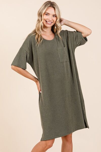 Mittoshop Urban Rib Knit Short Sleeve Tee Dress