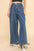 Davi & Dani Drawstring Hem Wide Leg Mid Rise Jeans with pocketed design.