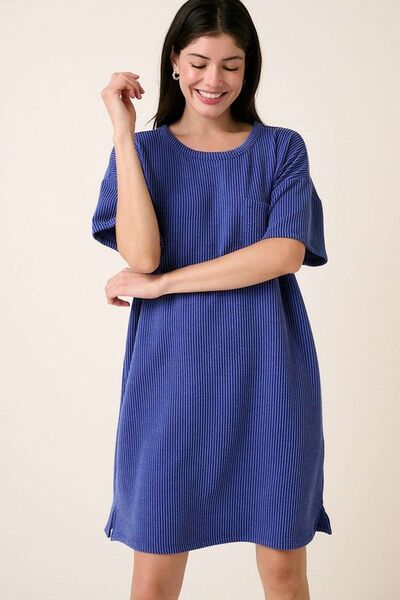 Mittoshop Urban Rib Knit Short Sleeve Tee Dress