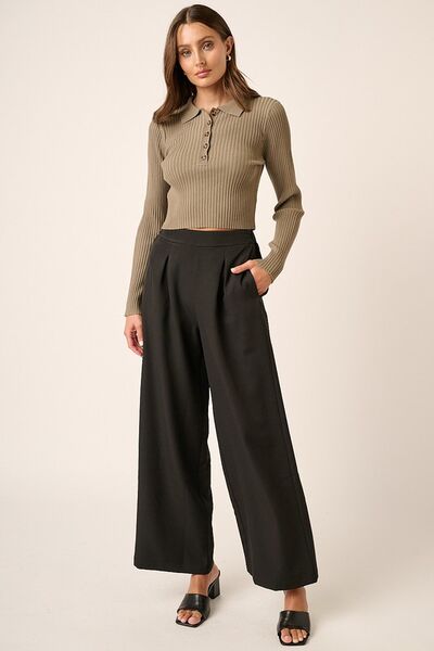 Mittoshop Inverted Pleat Detail Wide Leg Pants