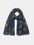 Ginkgo Leaf Polyester Scarf in navy with gold leaf patterns.