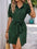 Perfee Tie Waist Button Down Short Sleeve Mini Dress in green with pockets.