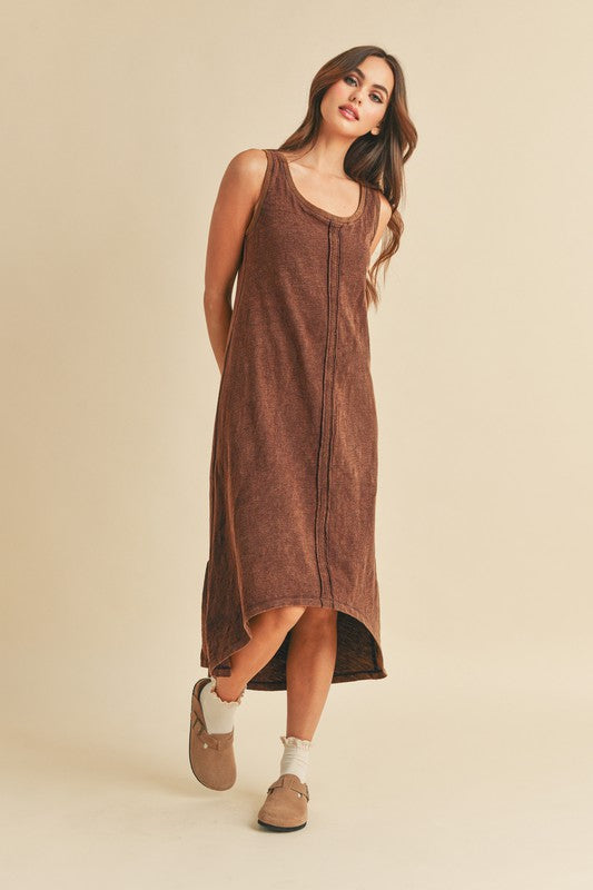 Aemi + Co High-Low Hem Scoop Neck Midi Tank Dress