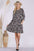 Celeste full size leopard three-quarter sleeve dress with pockets.