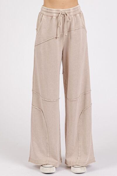 Mittoshop Asymmetric Seam Mineral Wash Elastic Waist Pants