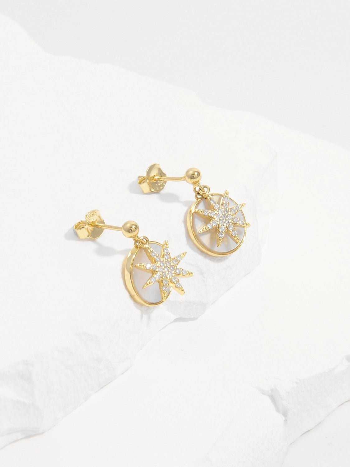 18K Gold-Plated 925 Sterling Silver Star Shape Earrings