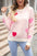 Angel Wings Heart Round Neck Dropped Shoulder Sweater with Pink and Red Heart Patterns