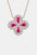 925 sterling silver lab-grown ruby flower shape necklace with decorative stones.