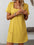 Mandy Square Neck Short Sleeve Mini Dress in yellow with pockets and moderate stretch.