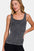 Woman wearing Zenana Ribbed Scoop Neck Tank in black with flattering design.