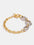 18K gold-plated stainless steel chain bracelet with silver-plated accents.