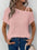 Asymmetrical neck short sleeve t-shirt in pink with a slightly stretchy fabric.