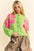 Davi & Dani flower contrast round neck long sleeve cardigan with bright design.