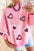 Valentine’s Day sequin heart striped sweatshirt with round neck and long sleeves.