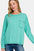 Zenana full size contrast stitching brushed ribbed hacci knit top plus size, pocketed, in teal.