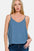 Layered spaghetti strap cami in blue with a double-layered design.