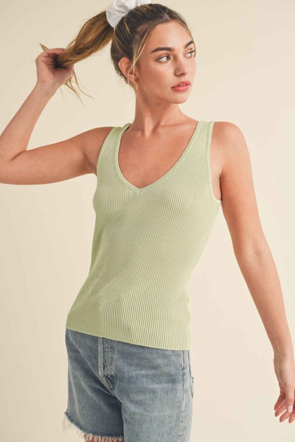 Aemi + Co Ribbed Wide Strap Knit Tank