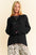 Davi & Dani Star Front Crochet Drop Shoulder Knit Top with black crochet design and relaxed fit.