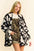 Davi & Dani Leopard Open Front Long Sleeve Cardigan with bold print and pockets.