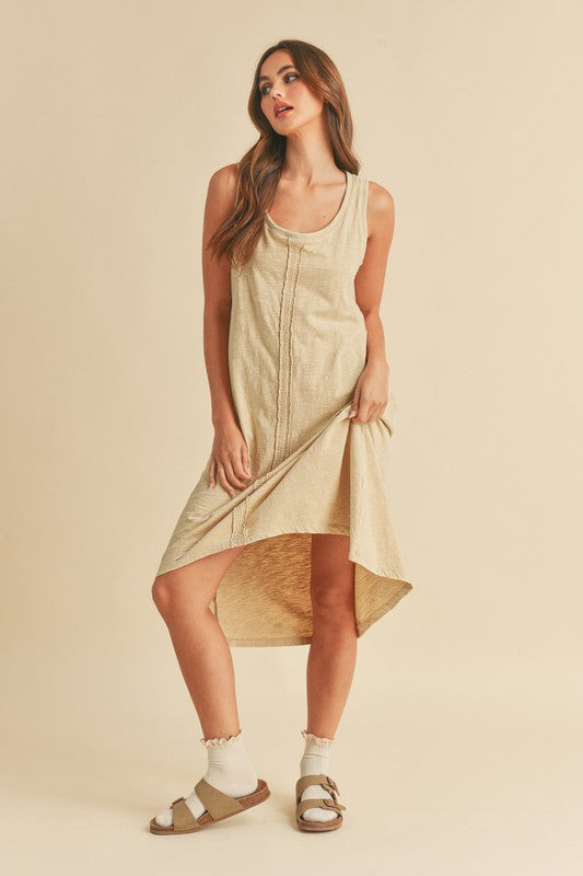 Aemi + Co High-Low Hem Scoop Neck Midi Tank Dress