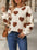 Fuzzy Heart Dropped Shoulder Sweatshirt with brown heart pattern and slightly stretchy material.