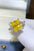 5 Carat Moissanite 925 Sterling Silver Ring in platinum plating, with yellow gemstone, displayed against luxury box background.