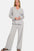 Cozy gray Zenana button-down long sleeve top and pants lounge set.