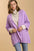 Umgee full size cable knit open front long sleeve cardigan in lavender.