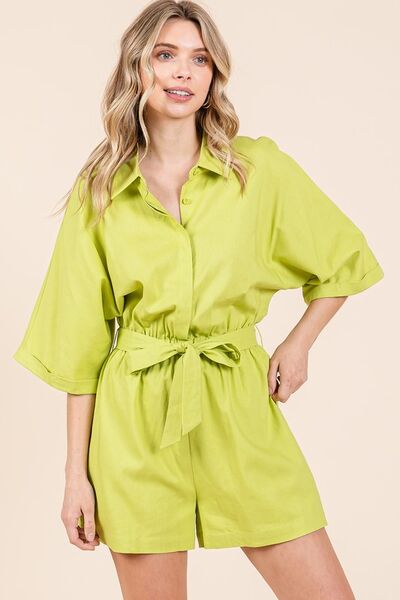 Mittoshop Tie Waist Half Sleeve Romper