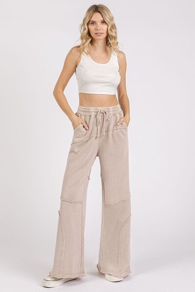 Mittoshop Asymmetric Seam Mineral Wash Elastic Waist Pants