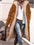 Full Size Zip Up Sherpa Hooded Coat in brown with open front, worn over casual outfit.