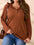 Plus size button detail long sleeve hoodie in brown, slightly stretchy fabric.