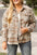 Plus size geometric collared neck long sleeve jacket with basic style and normal thickness.