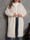 Plus size open front hooded plush coat in white, 100% polyester, shown on model.